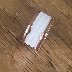 Sterling Silver Rose Gold Plated Spin Ring 6-3/4 WHITE